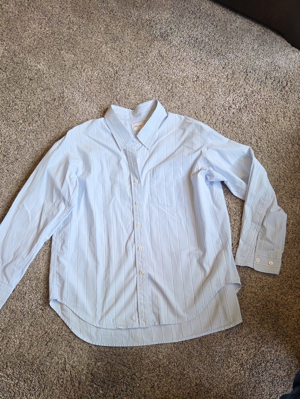 Wilfred Light Blue Striped Button-Up Blouse